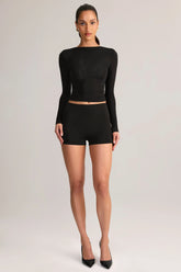 Modal High-Rise Bodycon Mini Shorts in Black