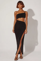 One Shoulder Cut Out Maxi Dress in Black