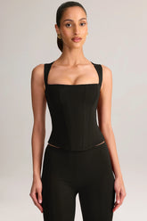 Modal Square-Neck Top in Black