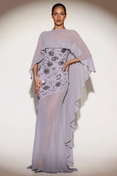 Sheer Chiffon Draped Cape in Lilac