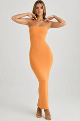 Modal Bandeau Bodycon Maxi Dress in Sunset Orange
