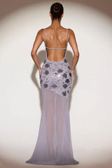 Embellished Sweetheart-Neck Backless Gown in Lilac