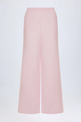 Wide-Leg Cotton-Poplin Trousers in Pink White Stripe
