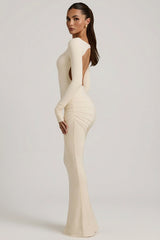 Modal Ruched Backless Maxi Dress in Ivory