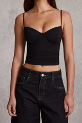 Modal Ruched Underwired Camisole Top in Black
