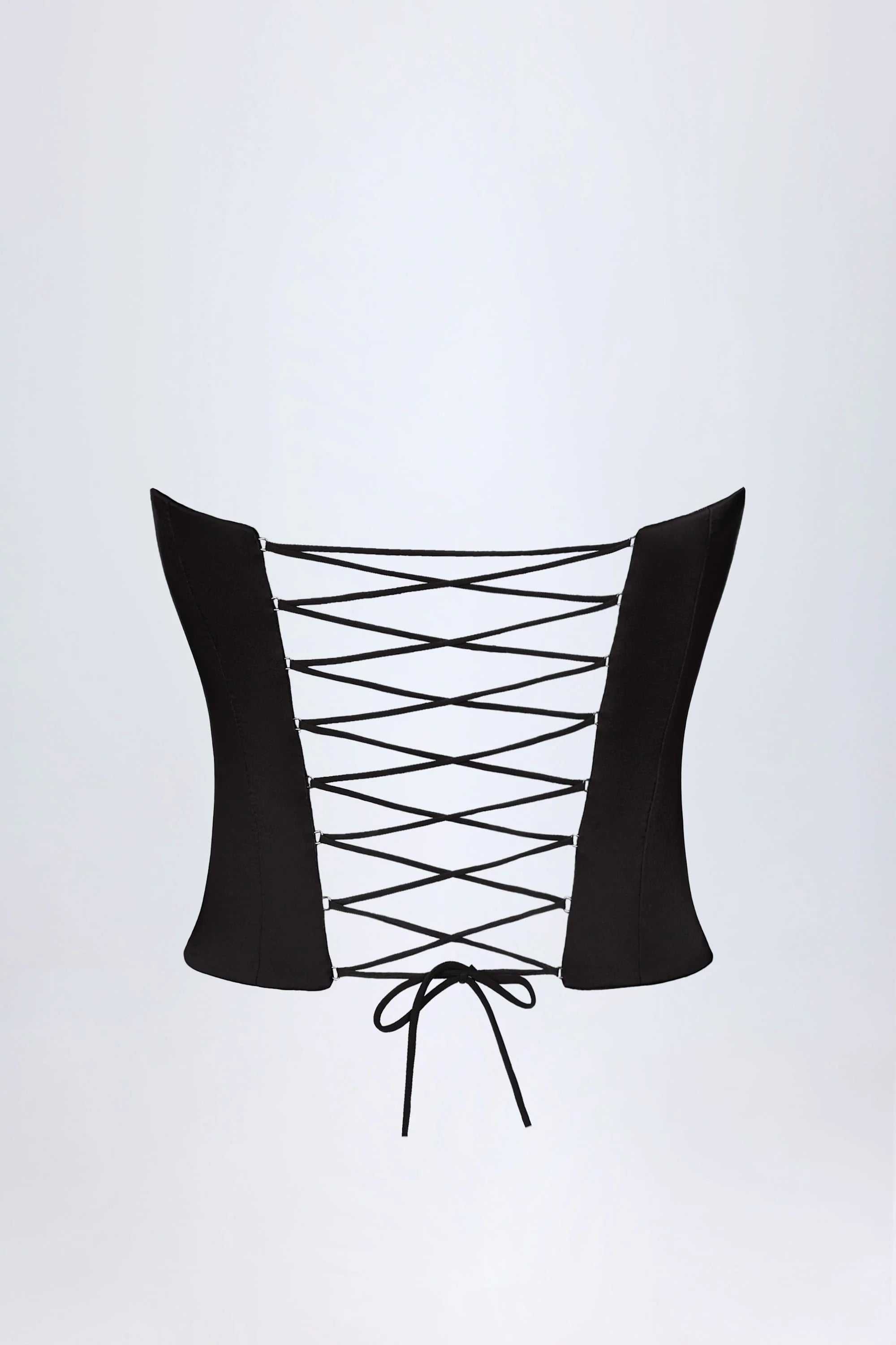 Curved Lace-Up Corset Top in Black