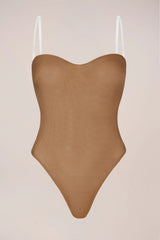 Strapless Bodysuit in Almond
