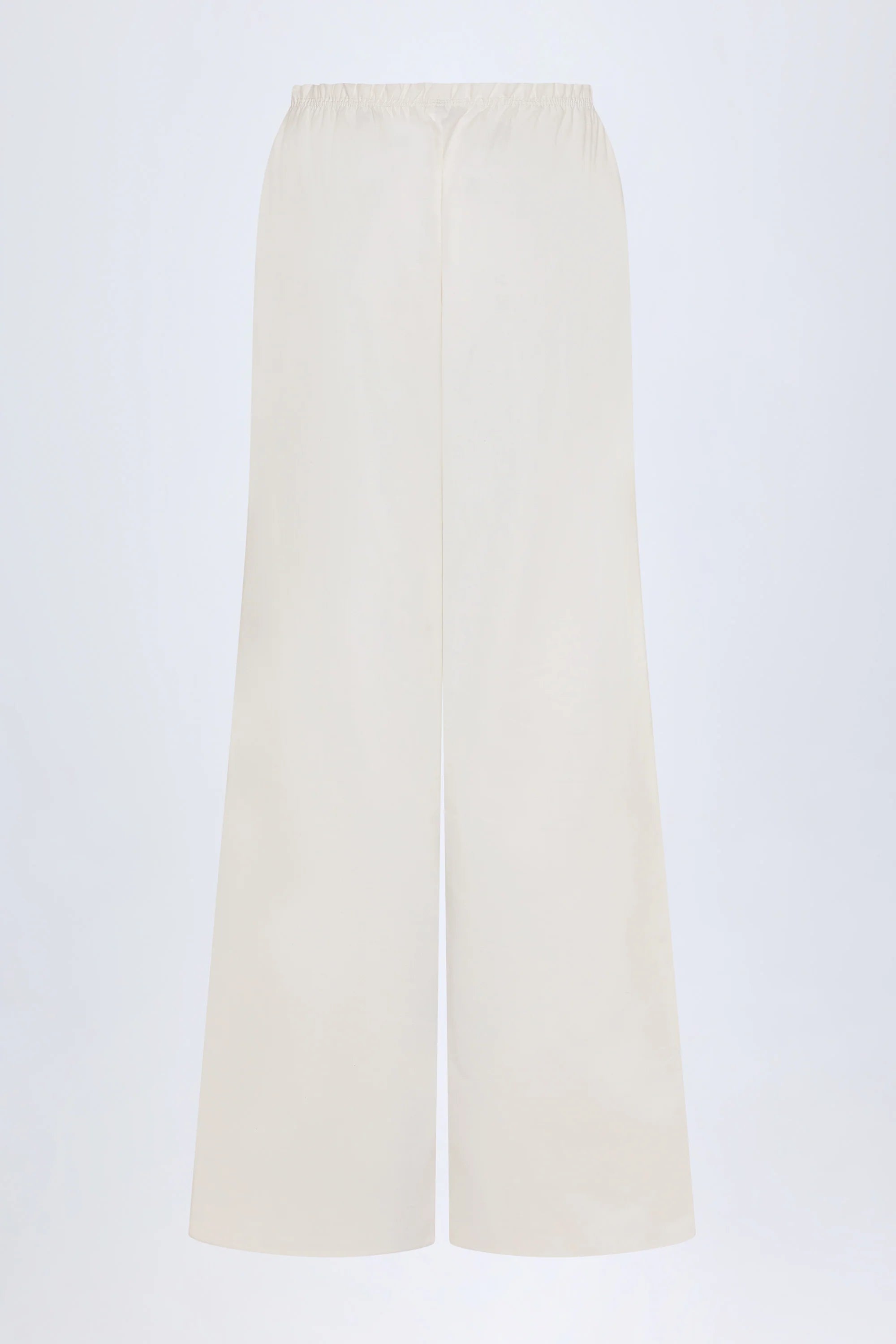 Wide-Leg Cotton-Poplin Trousers in White