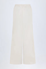 Wide-Leg Cotton-Poplin Trousers in White