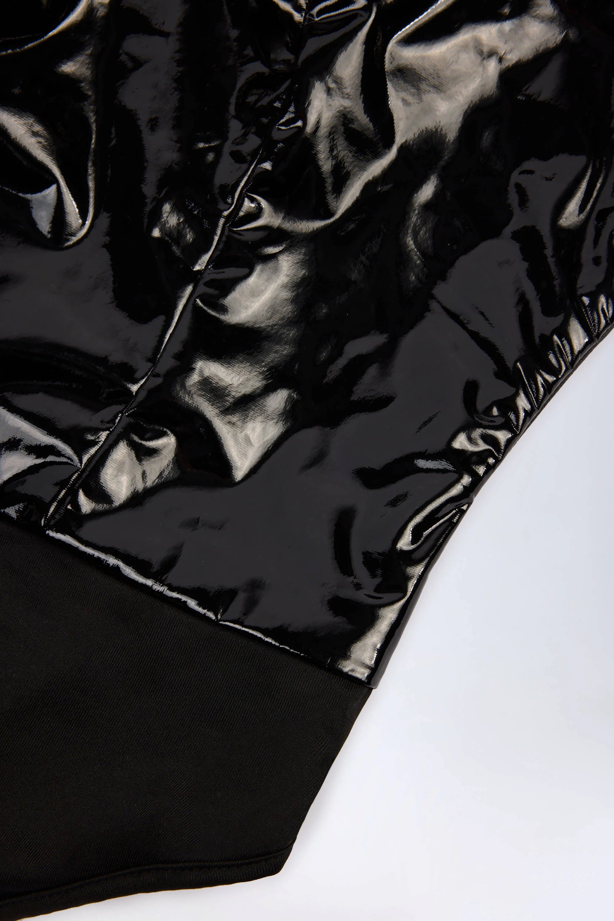 Vinyl Plunge-Neck Bodysuit in Black