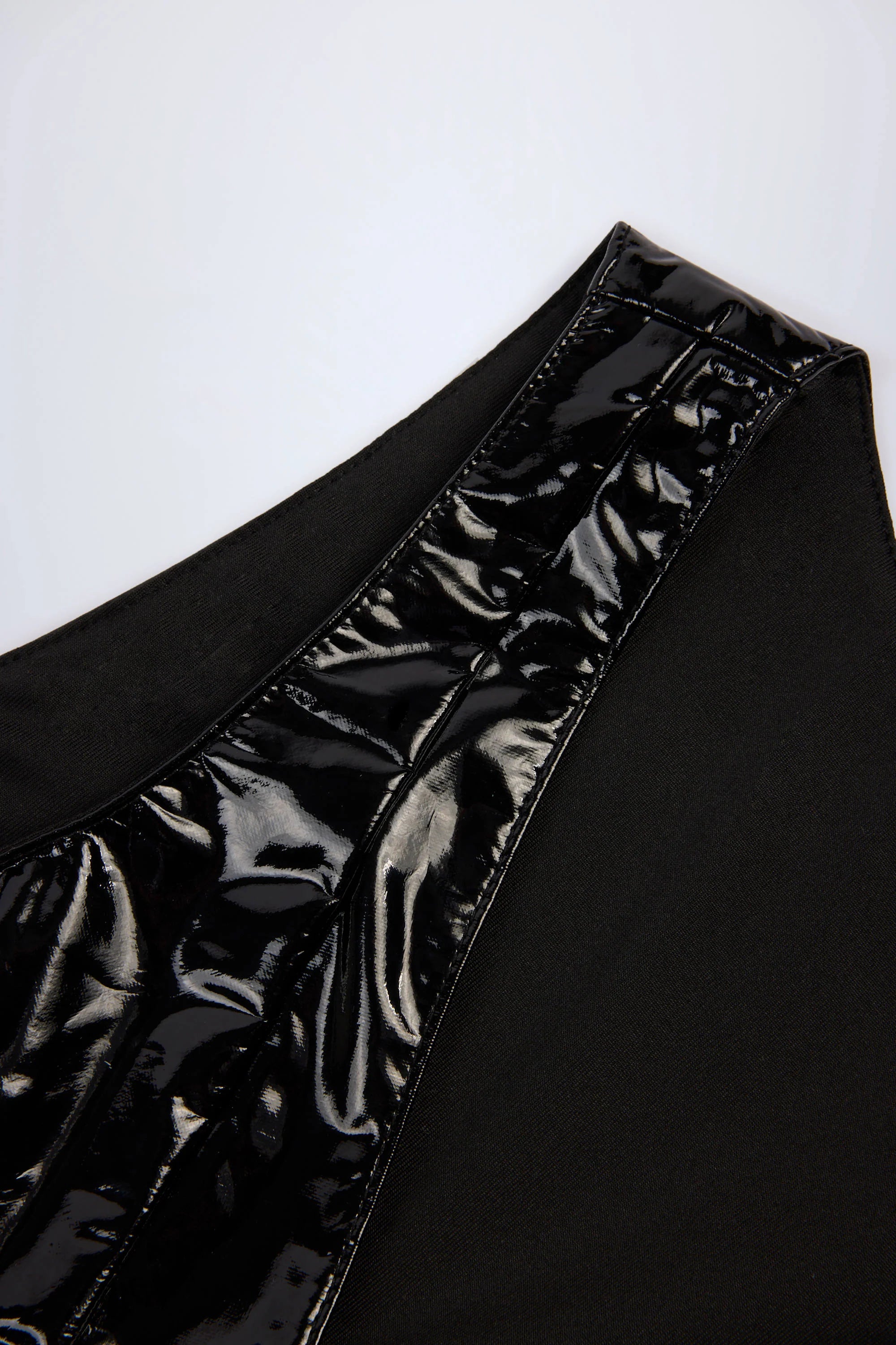 Vinyl Plunge-Neck Bodysuit in Black