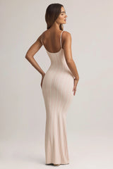 Modal Scoop-Neck Strappy Maxi Dress in Stripe Print