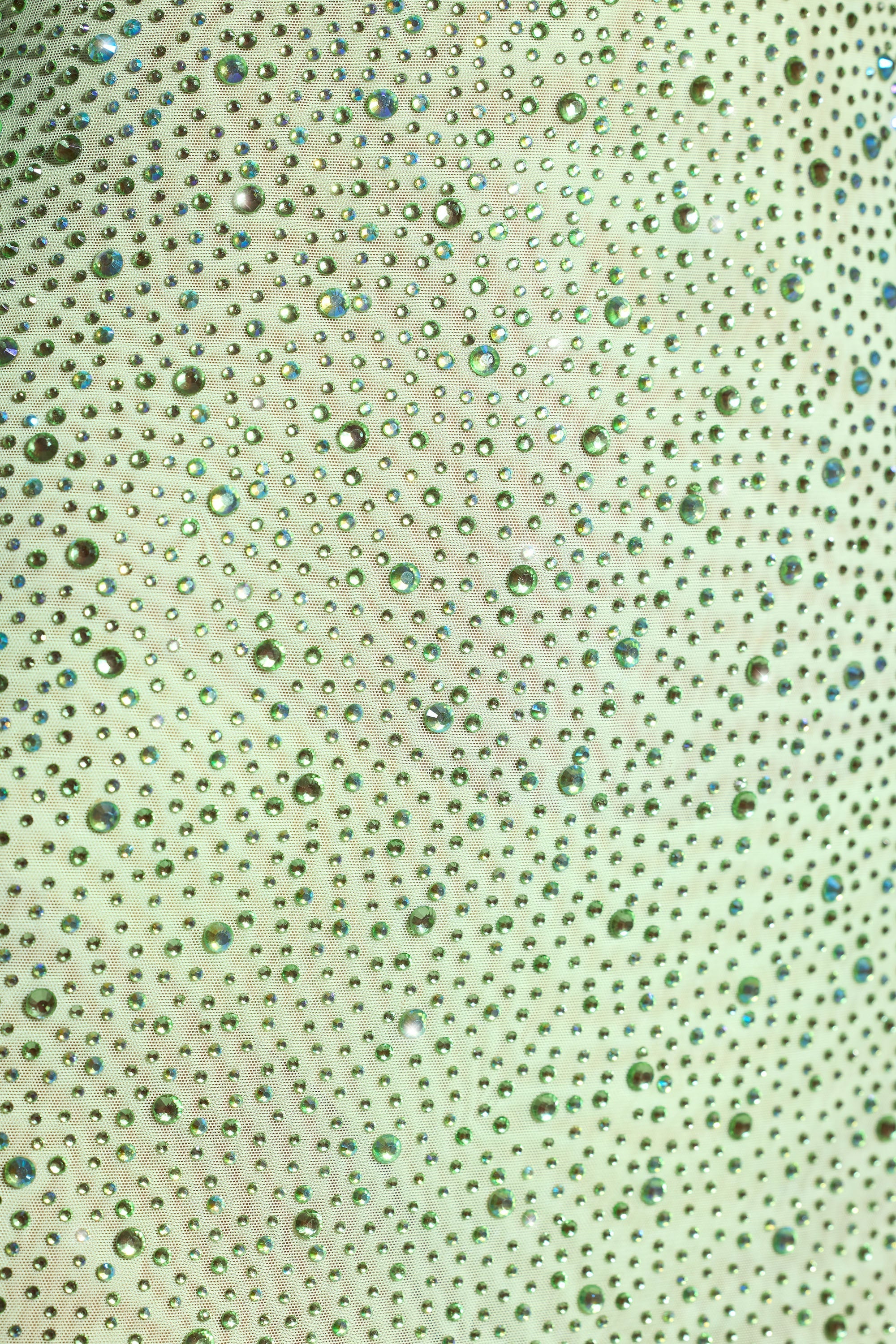 Embellished Long-Sleeve Fishtail Maxi Dress in Pistachio