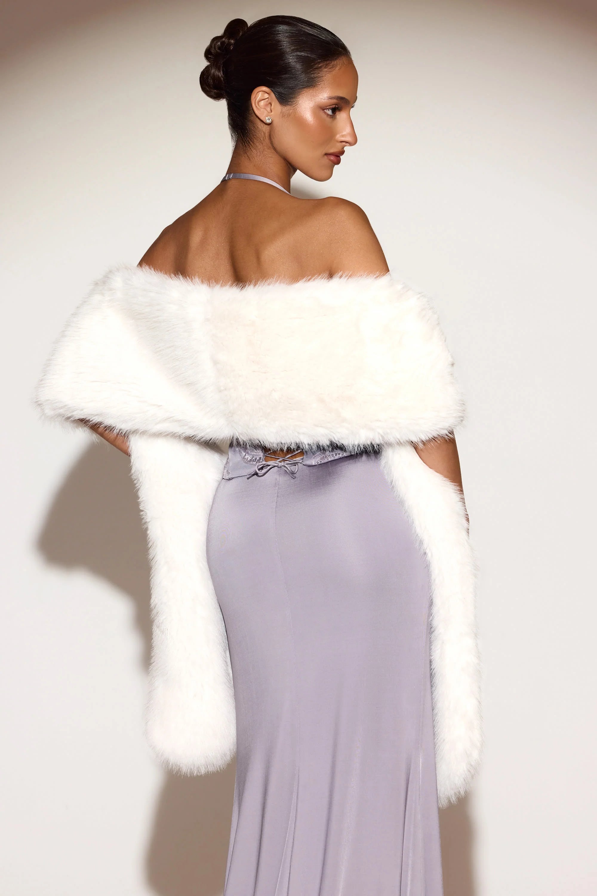 Faux-Fur Wrap Stole in White
