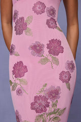 Embellished Halterneck Maxi Dress in Soft Pink