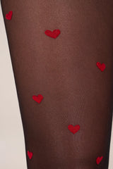 Loveheart Print Tights in Black
