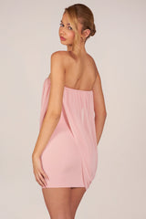 Bandeau Draped Mini Dress in Blush Pink