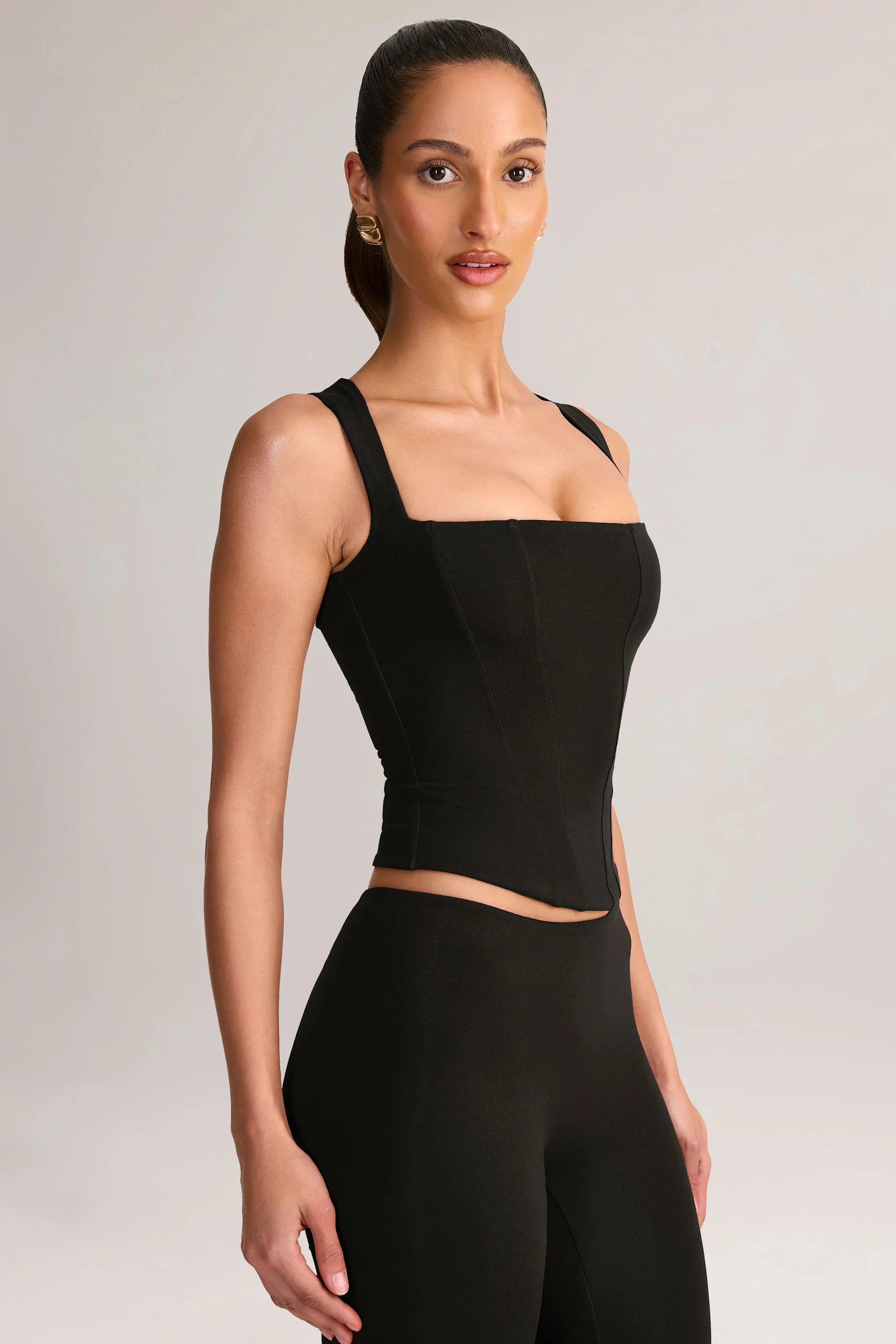 Modal Square-Neck Top in Black