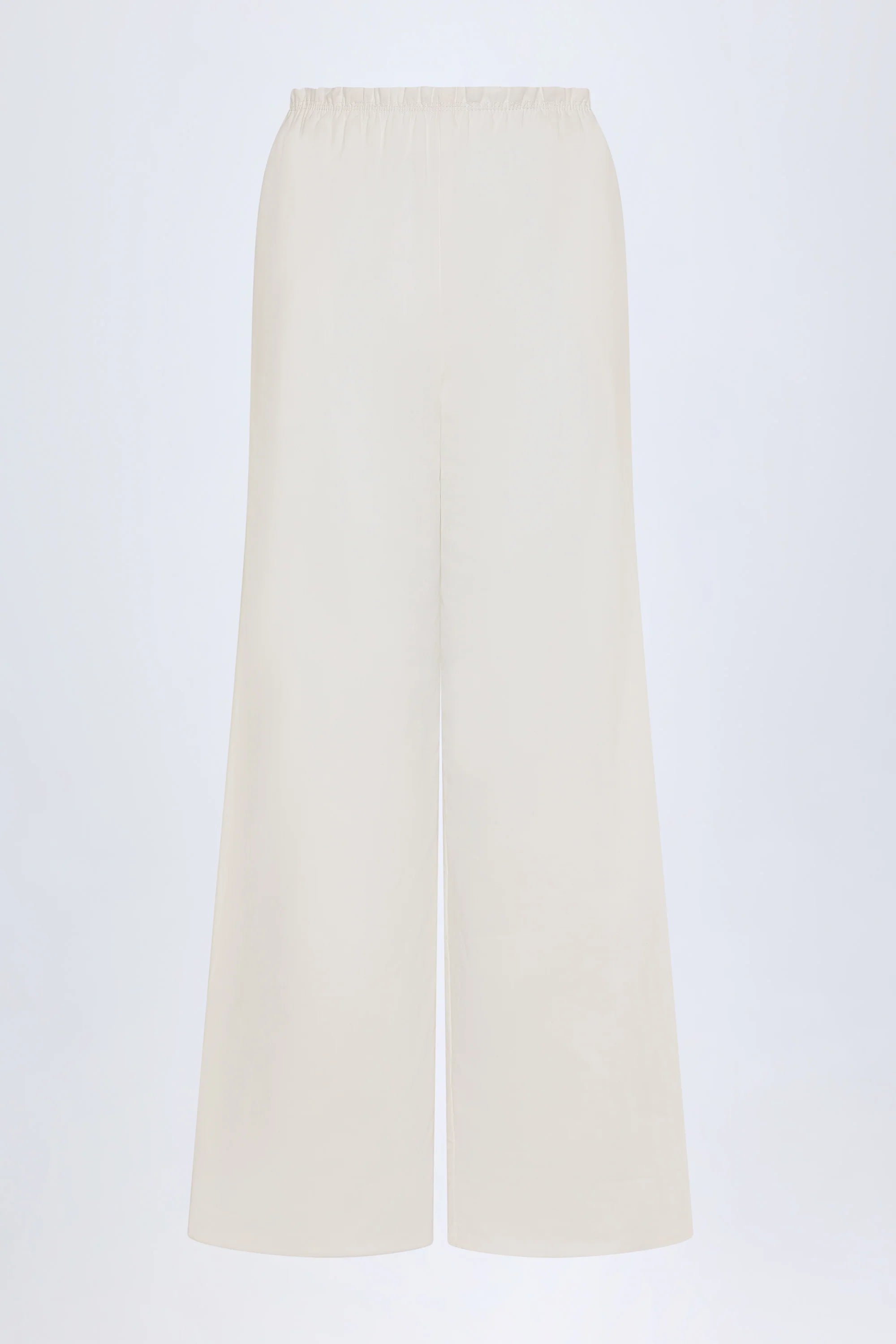 Wide-Leg Cotton-Poplin Trousers in White