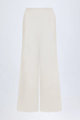 Wide-Leg Cotton-Poplin Trousers in White