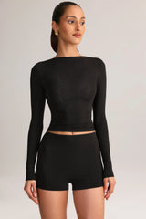 Modal High-Rise Bodycon Mini Shorts in Black