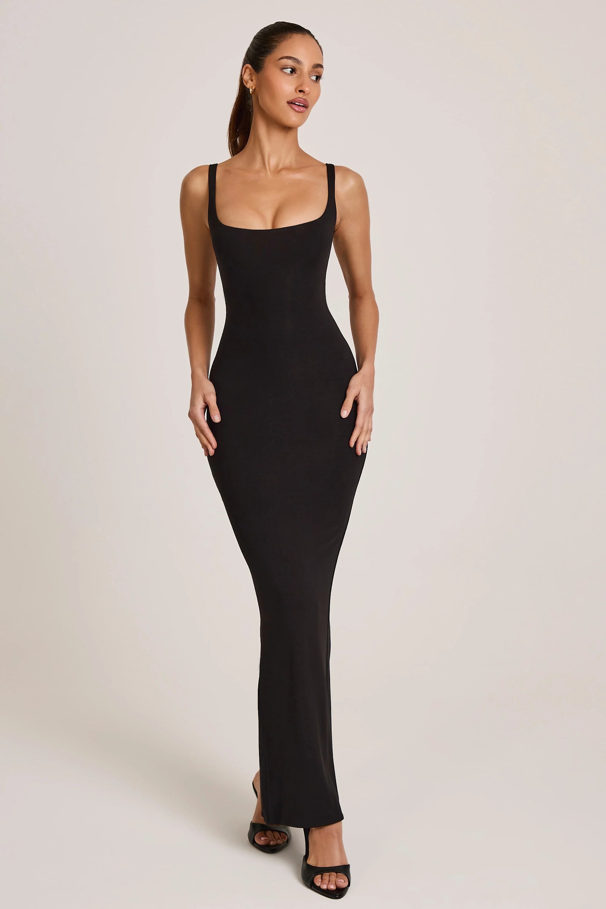 Modal Square Neck Maxi Dress in Black
