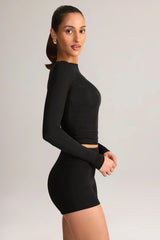 Modal High-Rise Bodycon Mini Shorts in Black