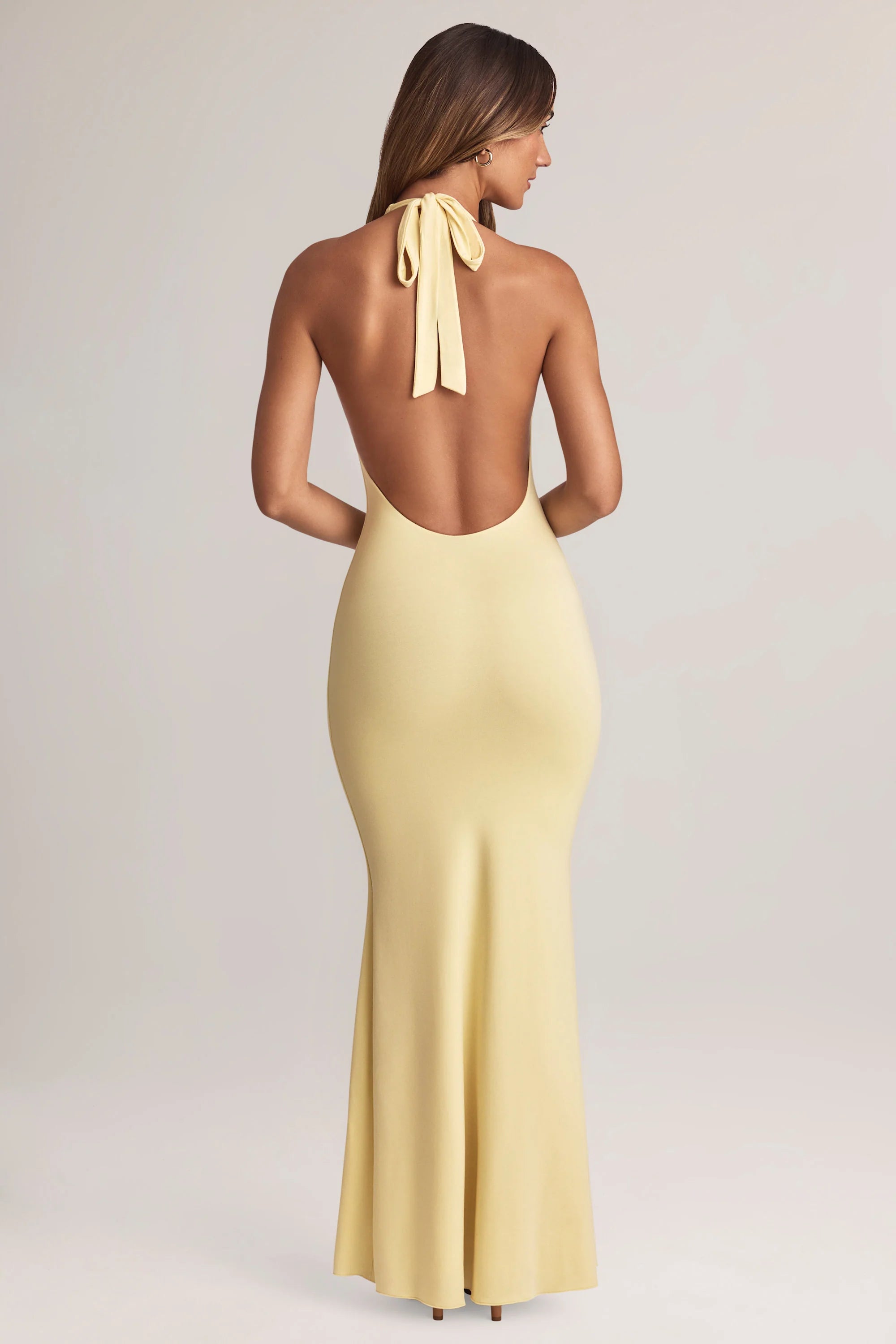 Modal Halterneck Maxi Dress in Lemon Sherbet