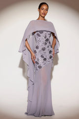 Sheer Chiffon Draped Cape in Lilac