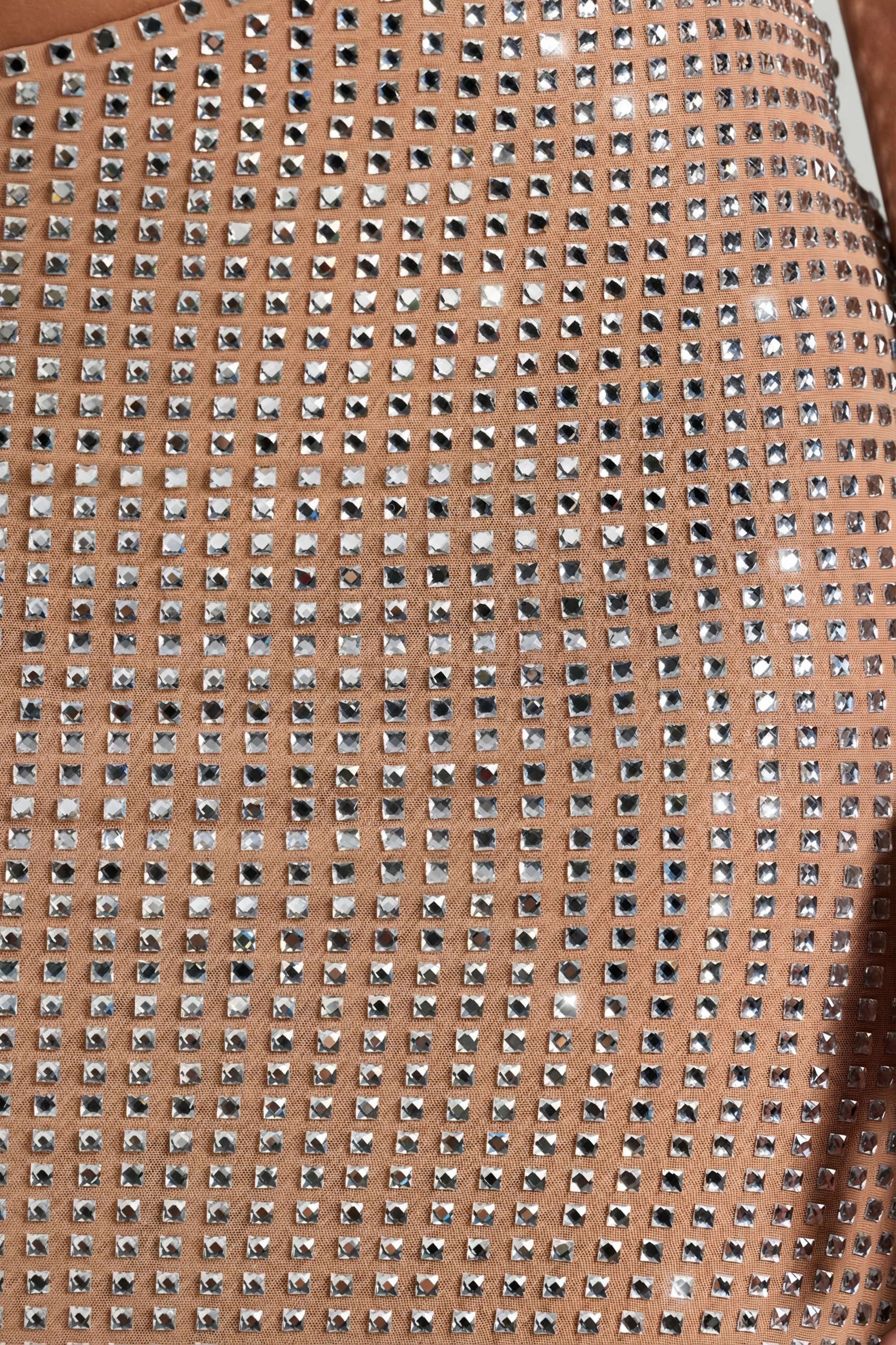 Embellished Cut-Out Bandeau Maxi Dress in Honey