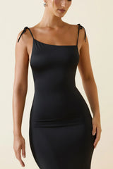 Ruched Backless Maxi Dress in Black